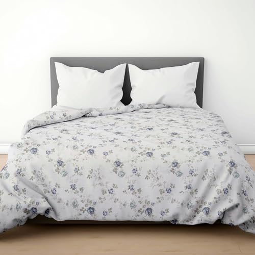 Image of LINENWALAS Premium Printed 100% Cotton Duvet Cover for Double Bed | Double Size Comforter Cover |Rajai Cover | Quilt Cover with Zipper Closure 90 x 100 Inches (Blue Sapphire, Double Size)