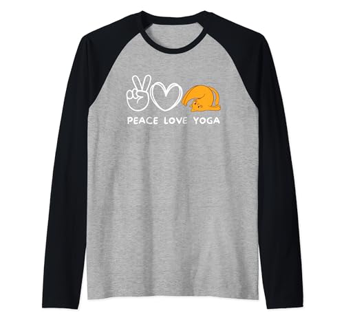 Peace, Love Yoga Retro Yoga Lover Cat Lover Raglan Baseball Tee