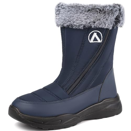 VTASQ Botas de Nieve Mujer Botines de Invierno Calentar Forrada Botas para Hombre Impermeables Antideslizante Exterior Botines Casual Caminar Botas Azul 38 EU