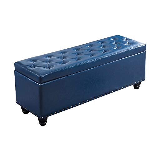 Sofa stool Household Change Shoe Bench|Storage Stool Bedroom Bed End Stool|Storage Box PU Long Bench Rest Stool|shoe Store|clothing Store (Color : Blue, Size : L40×H45×W40cm)