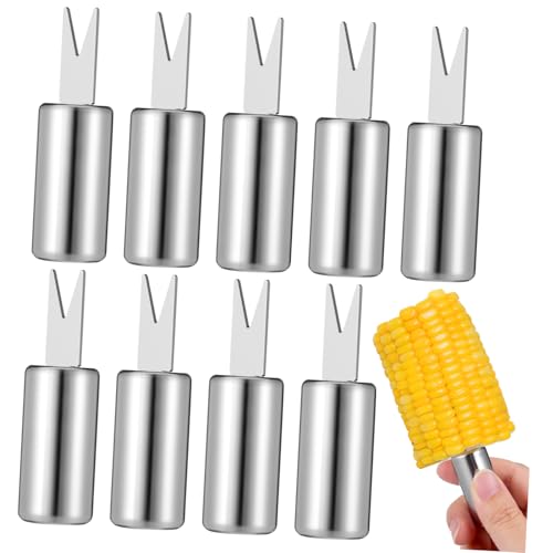 JECOMPRIS 10Pcs Stainless Steel Corn Forks and Fruit Forks for Bbq Parties and Everyday Use Ergonomic Design Easy to Clean Portable for Home and Outdoor Dining