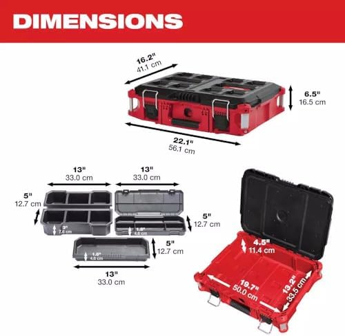 48-22-8424 For Milwaukee Tool Packout Tool Box, Black/Red, 22 In W X 16-1/4 In D X image 4