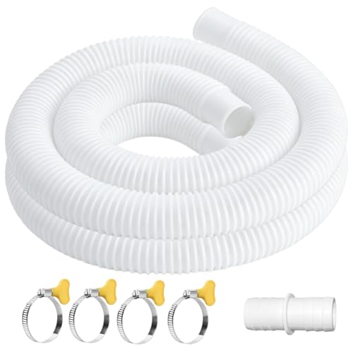 Swimming Pool Pump Replacement Hose 2 Pack with 4 Metal Clamps 1.5m Long 32mm Diameter for Above Ground Pools