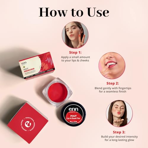 Image of Enn Beauty Pout Lip, Cheek & Eyeshadow Tint with SPF 10 with The Goodness of Jojoba & Avocado Oil, Natural Blush for Women, Long Lasting, Sls & Paraben Free - Retro Red, 5gm