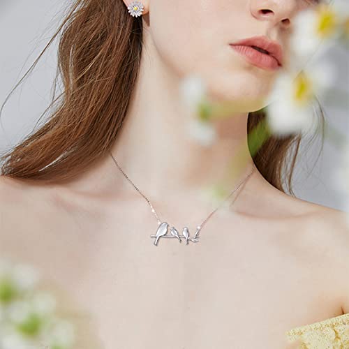 DAOCHONG 925 Sterling Silver Cute Animal Family Bird Necklace Birds on Branch Necklace for Mom from Daughter Son2