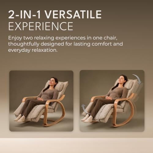 Image of CULT Rocking Recliner Massage Chair | 2-in-1 Massage & Rocking Chair | S-Track Full Body Massage| 135 Recline | 5-Level Adjustable Leg Rest | Waist Heating | Remote Control
