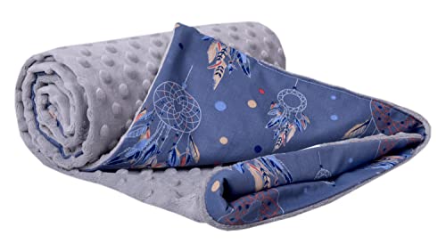 Medi Partners - Medi Partners Couverture Bebe Couvertures de Bébé Plaid Enfant Nouveau-né 100% Coton pour Cadeau Naissance 75x100cm Multifonctionnel Bilatéral pour Landaus (Attrape-rêves avec Minky Gris)