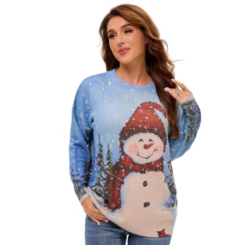 Image of Women's Oversized Graphic Print Knit Pullover Sweater