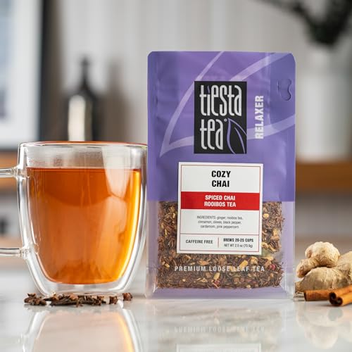 Image of Tiesta Tea - 4 Autumnal Tea Blends, Loose Leaf, Premium Blend, Non-Caffeinated, Make Hot or Iced, Pouch of Pumpkin Spice, Cozy Chai, Chamomile Mint, Meyer Lemon Zest, Pack of 4