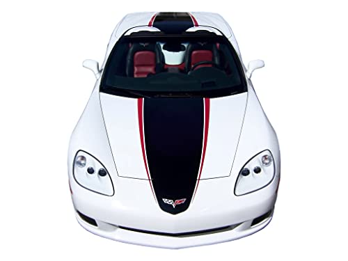 Phoenix Graphix 2005 2006 2007 2008 2009 2010 2011 2012 2013 Corvette C6 Racing Stripes Decals - Coupe - Black/Silver #TOP1