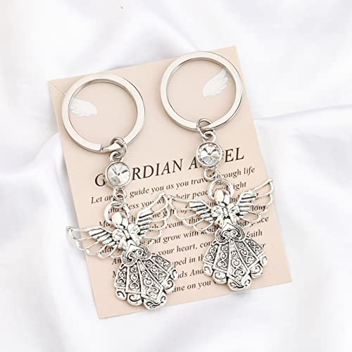 Image of FUSTMW Angel Keychain Guardian Angel Gifts Faith Gifts Prayer gifts Blessing Gifts Guardian Angel Charm Key Chain Gifts
