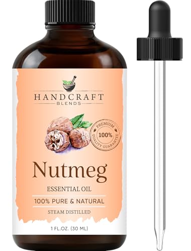 Handcraft Blends Nutmeg Essential Oil 1 Fl Oz 100% Pure and Natural Premium Grade Essential Oil for Diffuser and Aromatherapy Skin Massage Candle and Soap Making Fragrance