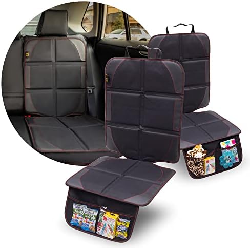 MARMEHS Car Seat Protectors, Car Seat Protector for Child Car Seat Indents, Dirt & Spills, Thick-Padded & Waterproof Seat Protectors for Vehicles, Universal Car Seat Protector with Pockets, 2 Pack