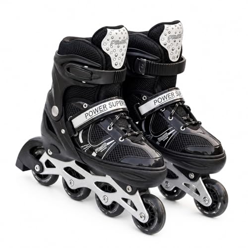 Image of Xtrim Adjustable 4-Wheel Inline Skates for Kids, 8-14 yrs with RGB LED Wheels on Front Wheel, Triple Lock Safety, ABEC-7 Bearings, Breathable, Size 38-41, Skating Shoes