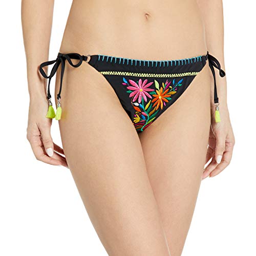 Nanette Lepore Women's Side Tie Hipster Bikini Swimsuit Bottom, Black-1, Small