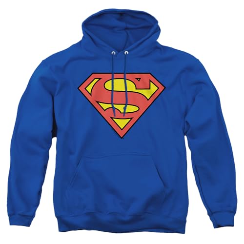 Popfunk Superman Classic Logo Pull-Over Hoodie Sweatshirt (Large)
