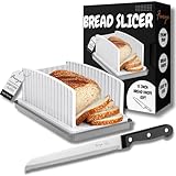 FURYA 2-in-1-Brotschneider, 38,1 cm Messer, verstellbare Breite, Krümelschale, Schneiden und Servieren perfekt, geeignet für hausgemachtes Brot, Bagels, Kuchen