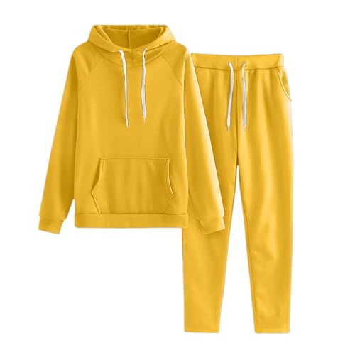 Plus Size Fall Fashion Airport Outfits for Women 2025 Sweatsuits Women 2 Piece Outfit Two Piece Jogger Sweat Set Womens Jogging Track Suits Matching Sets conjuntos de 2 piezas para mujer Yellow