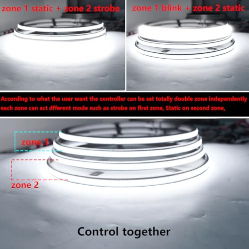 Image of Ultra-Bright 4PCS 15.5 inch Double Row Pure White Wheel Lights for Truck Car,APP & RF Remote Control Wheel Weel Ring Rim Lighting kit with Strobe Blink Modes,Waterproof IP68,12V,2400 LEDs