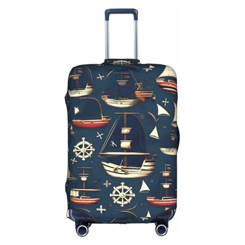 Nautical Sailing Pirate Theme Print Luggage Cover For Suitcases, Travel Case Protector, Simple & Convenient Installation