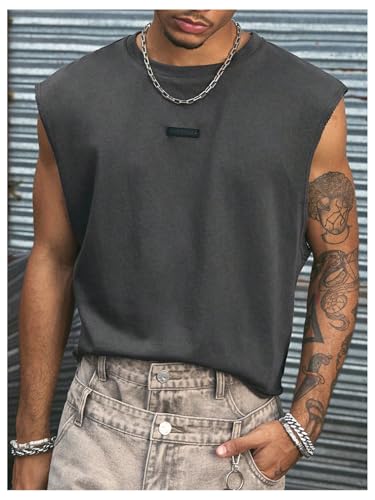 WDIRARA Men's Letter Graphic Tank Top Crew Neck Sleeveless T-Shirts Streetwear2