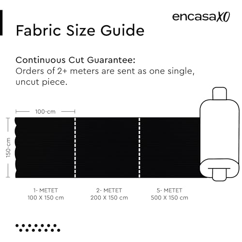 Image of Encasa XO Corduroy Fabric by the Meter, 59 inch Wide Premium 238 GSM Polyester Upholstery & Sewing Material, Soft Ribbed Black Fabric for Sofa /Cushion Covers, Trousers, Curtains & DIY Crafts