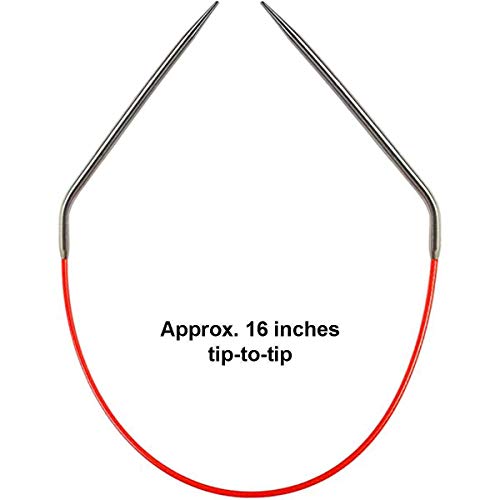 Image of ChiaoGoo Knit Red 16 inch (41cm) Circular Knitting Needles US Size 5 (3.75mm) Stainless Steel 6016-5 with Stitch Holder
