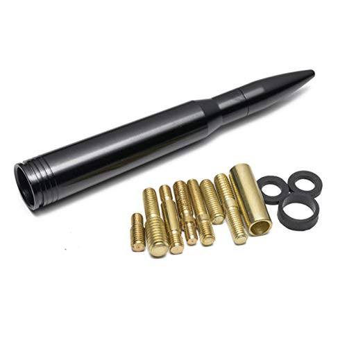 for Miou Universal Aluminium Car SUV Bullet Antenna for Dodge Ram Ford F150 Raptor CRV RAV4 Jeep Bullet Short Antenna Kit (Black Antena)