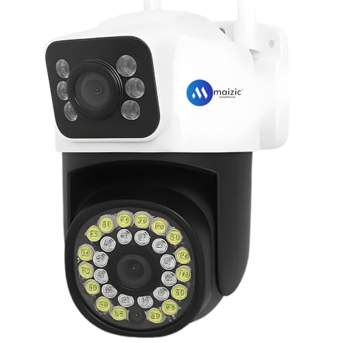 Image of Maizic Smarthome Mini SuperCamX 36IR Dual Lens 5MP+5MP Wireless Outdoor CCTV Camera | Dual Screen View | Color Night Vision | AI Human Detection | 2-Way Audio | WiFi Security Camera