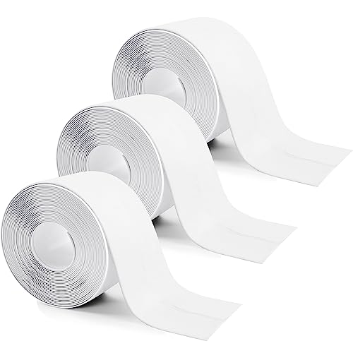 Image of 3 Rolls 10.5 Feet Caulk Tape Toilet Caulking Strip Self Adhesive Bathroom Sealing Peel and Stick Caulk Strip for Bathtub, 1.5 Inches (White)