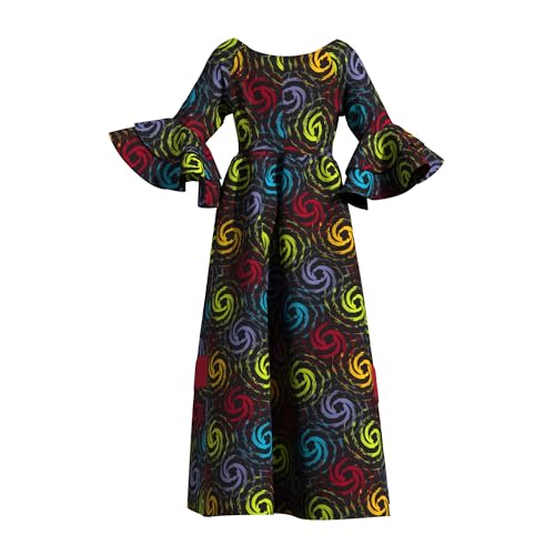 Image of iooiooi Womens African Print Party Maxi Dress Tradition Dashiki Ankara Long Dress & Headwrap