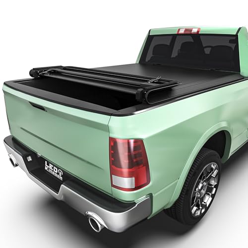 LEDKINGDOMUS Soft Quad Fold Truck Bed Tonneau Cover Fits for Dodge Ram 1500 2009-2025 (Incl. Classic...