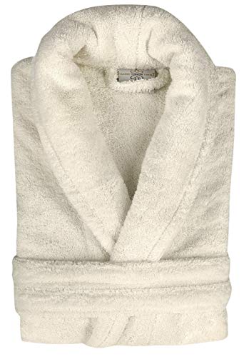 Classic Turkish Towels - Luxury Terry Cloth Robe For Men And Women, 100% Turkish Cotton, Soft And Plush, Long Unisex Bathrobe - Ivory (Medium) #TOP3