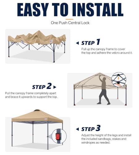 Image of MASTERCANOPY 10x10 Durable Pop Up Canopy Tent with Roller Bag, Sand