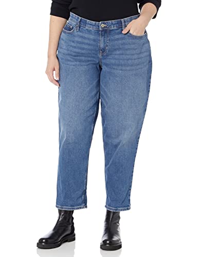 Calvin Klein Women's Plus Size Mid Rise Slim Boyfriend Denim