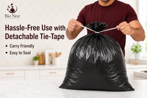 Image of Garbage Bags | Medium | 180 Count | 30 Bags X 6 Rolls | 19 X 21 Inches | For Dry & Wet Waste | Black