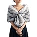 BODIY Bride Fur Shawls and Wraps 1920s Bridal Wedding Faux Fur Scarf Winter Sleeveless Fur Stole for Women and Bridesmaids (white+black)