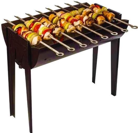 A person holding the folded SYTON Mangal Grill, demonstrating its portability.