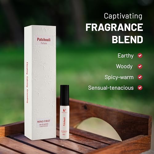 Image of Mind First Sensual Patchouli Perfume 5ml made with Essential Oils | Natural Perfum without chemical I Travel Size Unisex Premium Luxury Eau De Parfum | Stress relief & Alertness Booster Fragrance | A Sensory Treat Long-Lasting Perfume for Man & Women I Best Gifts for Woman , Man , Girls