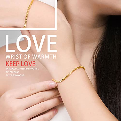 Jeweast Solid 18K Gold Bracelets For Women Real Gold, Yellow Gold Bangle For Lover Mother Wife Girl,Rose Gold Gift With Certificate Fine Jewelry For Anniversary Birthday Wedding Party（6-7 Inch） #TOP4