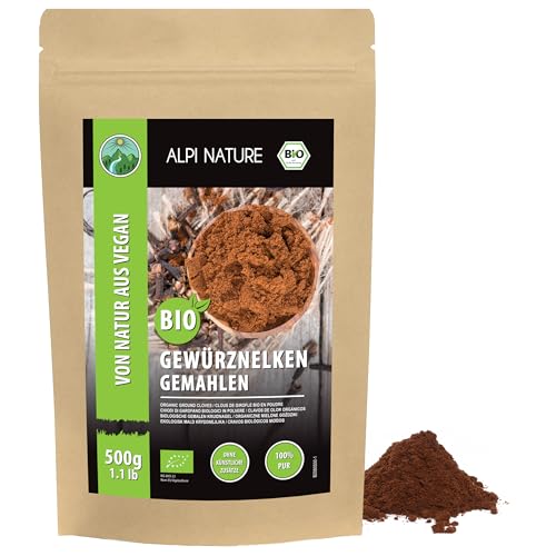 Alpi Nature Clavos de Olor Orgánicos en Polvo 500g, Clavo de Olor Molido para Cocinar y Hornear