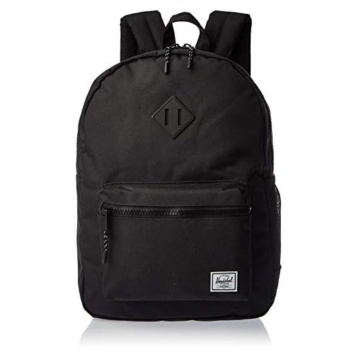 Herschel Kids' Heritage Backpack, Black Rubber, Youth X-Large 22L