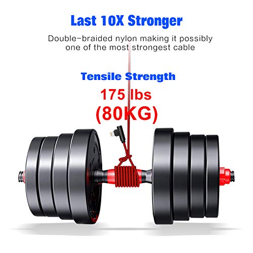 Apfen 90 Degree [3-Pack] 10Ft/3M Heavy Duty Iphone Gaming Charger Cable Compatible With Iphone Xs Max/Xs/Xr/7/7Plus/X/8/8Plus/6S/6S Plus/Se (Black Red, 10Ft) #TOP4