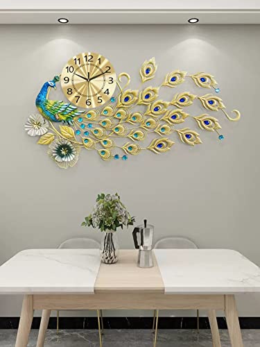 Horloge murale paon en métal moderne 3D, une pièce d'accent d'exception et unique