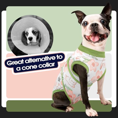 Image of FUAMEY Dog Recovery Suit Male,Dogs Surgery Neuter Suits Puppy Spay Shirts for Female Protect Dog's Skin Anti Licking Abdominal Wounds Doggie Onesie Pet Bodysuit Alternative to Cone Rabbit Flower S