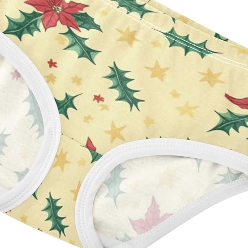 Girls' Hipster Panties Briefs Underwear for Girls Poinsettia Pattern Yellow Background4