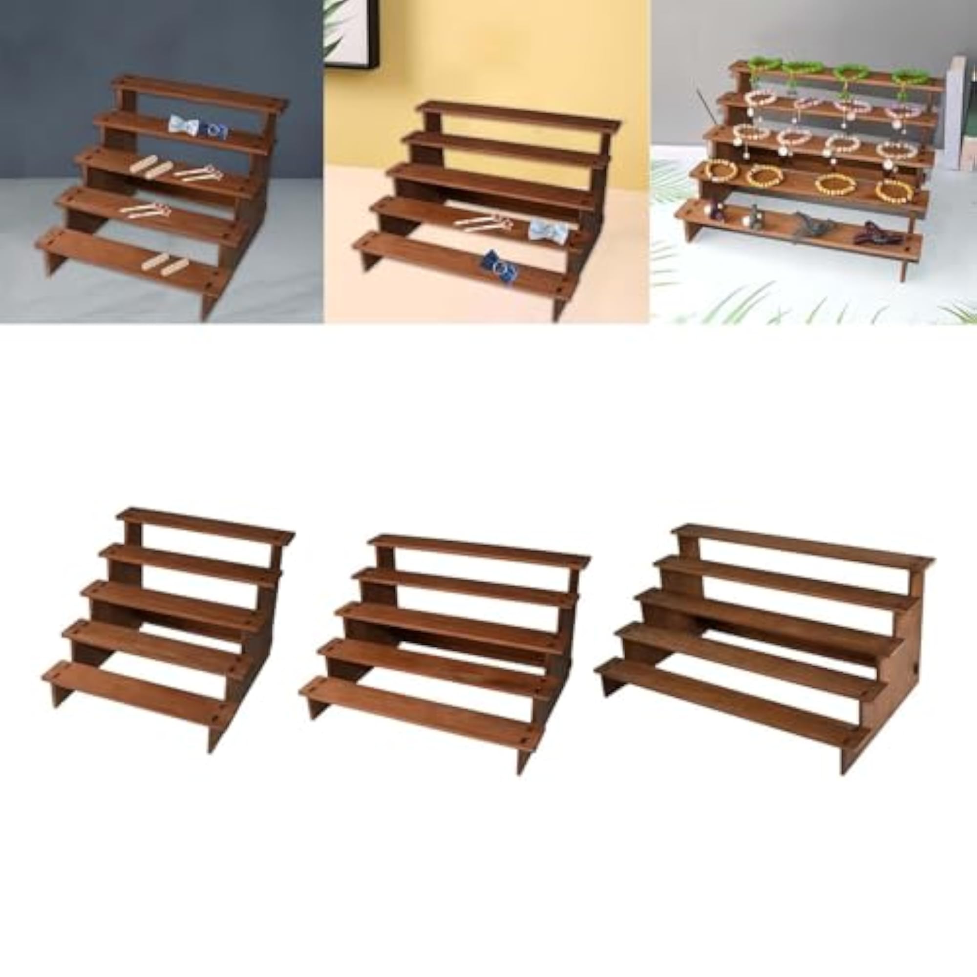Wood Countertop Display Riser Stand 5 Steps Spice Rack