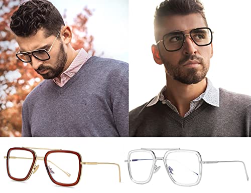 Image of Tony Stark Style Blue Light Blocking Glasses for Men Women, Iron Man and Spider-Man Computer Gaming Glasses