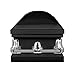 Titan Casket Orion Panel Collection (Black, Praying Hands) Handcrafted Funeral Casket - Black with White Interior & 'Praying Hands' Head Panel