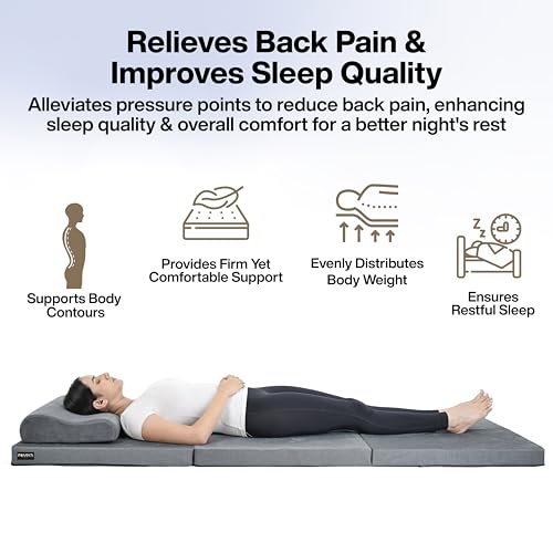 Image of FOVERA Back Pain Relief Foldable Mattress (Single Bed), Premium High Resilience Foam Folding Mattress for Floor Sleeping, Guest & Travel Bed | Portable, Compact & Easy to Store (75 x 28 x 2.5 Inch)